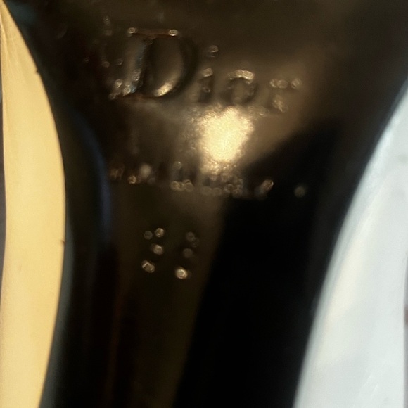 Dior Shoes 36 Logo Pumps Pointed High Heels White Silver Studs Charms Spellout - Picture 10 of 10